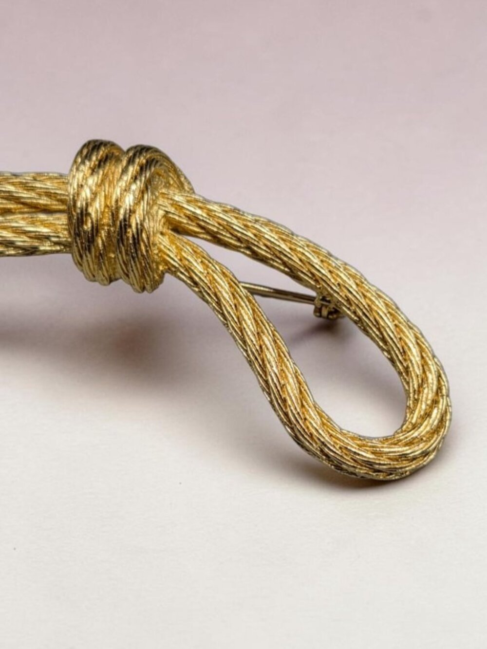 Vintage Christian Dior Gold Tone Twisted Rope Knot Statement Brooch Pin 1980s - Picture 3 of 12